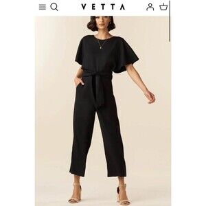 Vetta The Cape Jumpsuit Black 12 Women’s Capsule Convertible Casual Wide Leg